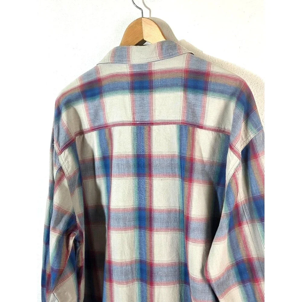 Levi’s Plaid Button Up Shirt Mens XL White Tab Cotton Long Sleeve Western Casual